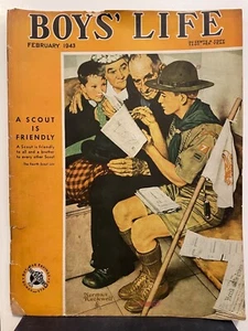 BOYS' LIFE 2-1943 NORMAN ROCKWELL "A SCOUT IS FRIENDLY" ALL-AMERICA FB TEAM - Picture 1 of 3