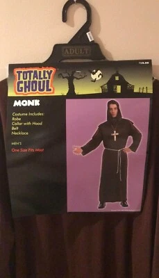 Totally Ghoul Hombre Monje Bata Disfraz NUEVO Collar Cinturón Capucha Halloween Talla Única Foto 1 de 2