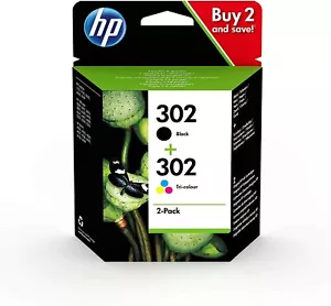 HP 302 BLACK AND COLOUR INK CARTRIDGES ORIGINAL BOXED DEC 2024 WARRANTY  X4D37AE - Picture 1 of 1