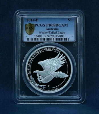2014-P $1 SILVER AUSTRALIA WEDGE-TAIL EAGLE PROOF PCGS PR69DCAM  - Image 1 of 2