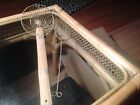 2 Vintage Strainers, twisted brass, wire mesh, one with bamboo handle