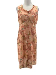 Anni Kuan Women's Peach Orange Butterfly Print Sleeveless Dress Size 8 - Picture 1 of 5