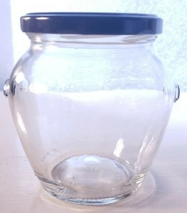 Mustard Pot Style Glass Jar w/ metal, twist on cover. Collectible Cute practical - Picture 1 of 8