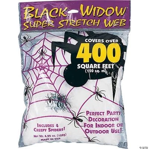 WHITE SUPER STRETCH 400 SQ FT SPIDER WEB HALLOWEEN DECORATION HAUNTED FW9534 - Picture 1 of 1