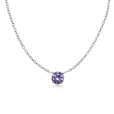 Sterling Silver Small Dainty Round Simulated Alexandrite Choker Necklace - Image 1 of 4