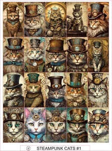 STEAMPUNK CATS #1 - COMPLETE SHEET OF 25 STICKERS - Picture 1 of 1
