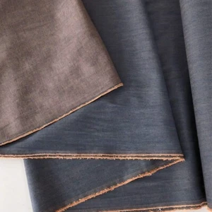 Cotton Chambray Fabric Yarn Dyed Blue And Orange 140cm Wide By The Half Metre - Picture 1 of 4