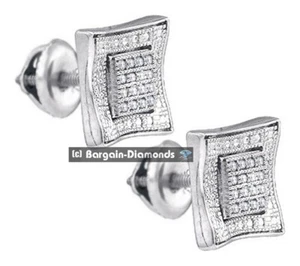 Unisex 0,10 kt 32 natürliche Diamant Quadrat Ohrringe 925 Silber Schraubverschlüsse 9,8 x 9,8 mm - Bild 1 von 16