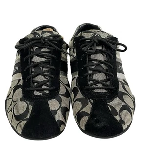 Coach | Jayme Grey Monogram Canvas & Black Suede Sneakers Women's Size 8.5 CUTE! - Picture 1 of 11