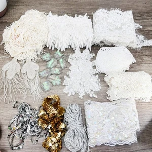 Large Lot Vintage Lace Edging Trim Lace Embellishments For Sewing & Crafting - Picture 1 of 17