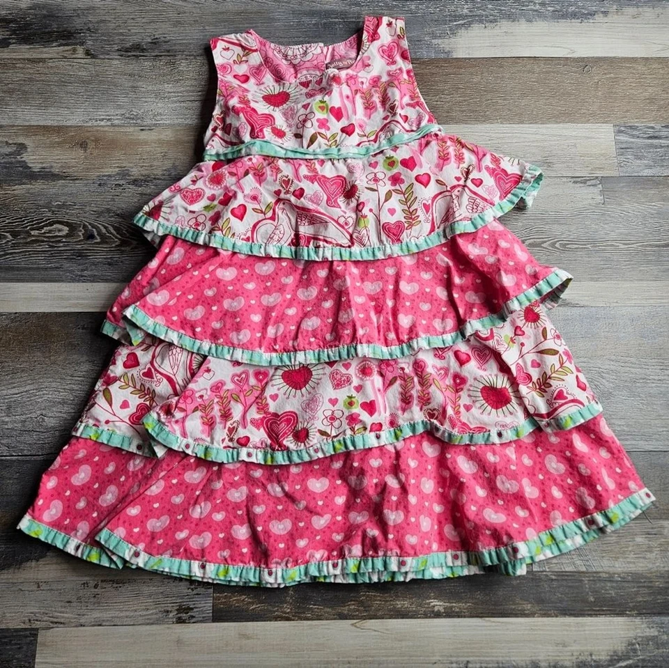 Vestido de Niña Jelly The Pug 6X Corazones Rosa Nivel San Valentín Volantes Foto 1 de 4