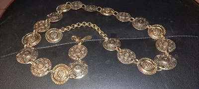 Vintage 90s The Limited Made in Italy Gold Tone Metal Chain Medallion Belt 40" - Image 1 of 4