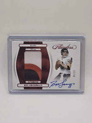 2024 Flawless Rex Grossman Patch Auto /15 Chicago Bears QB 3-Color Patch - Image 1 of 3