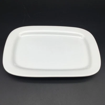Crate & Barrel White Rectangular Plate 8⅞"Long X 6"W  Porcelain  Heavy  - Image 1 of 4