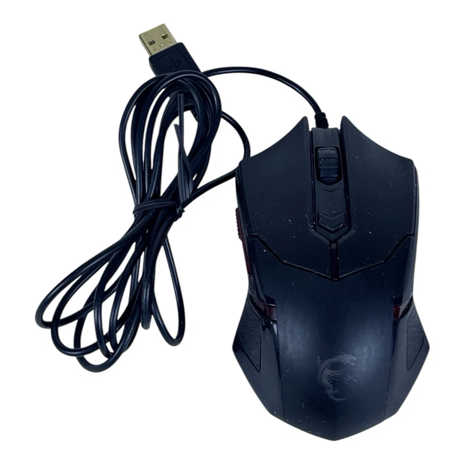 MSi Interceptor DS B1 Gaming Mouse 5 Button Wired Scroll Wheel Black Red Lights - Image 1 of 4