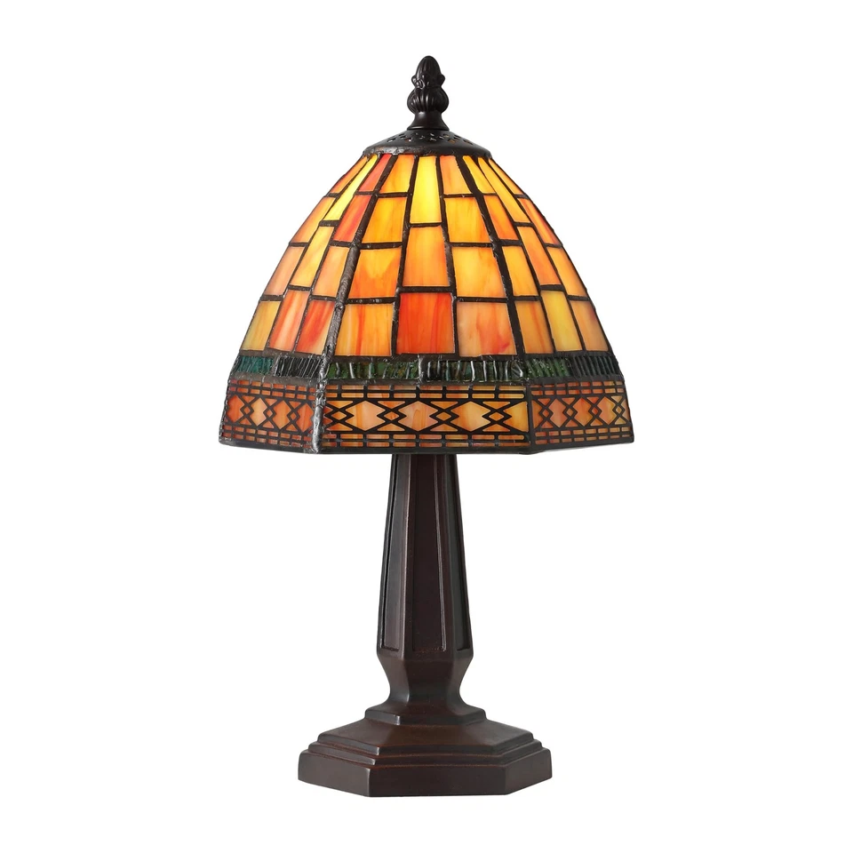 JYL8016B Carter Tiffany-Style 12" LED Table Lamp Red/Yellow for Bedroom Liv...