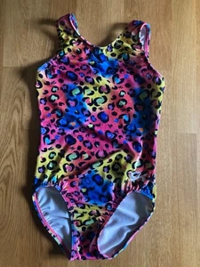 GK Elite LEOTARD Gymnastics velour colorful animal print child Med - Picture 1 of 2