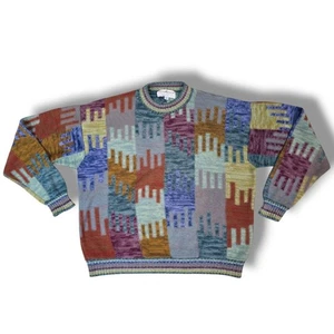 VINTAGE VTG PERUVIAN KNIT SWEATER MENS LARGE L - Picture 1 of 10