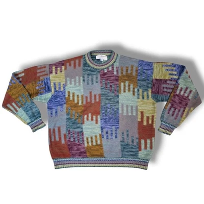 VINTAGE VTG PERUVIAN KNIT SWEATER MENS LARGE L - Image 1 of 4