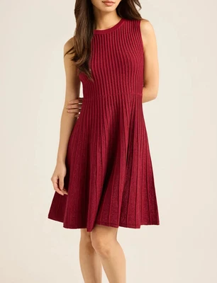 Vestido mini acampanado tejido metálico Scoop para mujer rojo rumba talla L (12-14) Foto 1 de 4