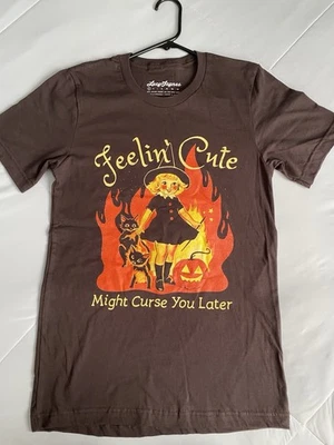 Camiseta Halloween Little Witch Mujer Talla Pequeña Marrón. Nuevo Foto 1 de 4