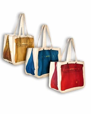THURSDAY FRIDAY Weekend Canvas Tote Bag Travelling 3 Bags Combo Red Yellow Blue - Image 1 of 4