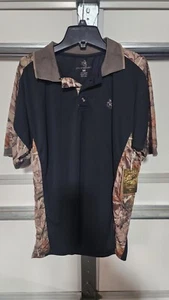 Legendary Whitetails Polo Shirt Black With Camo Trim Size Medium - Picture 1 of 4