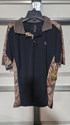 Legendary Whitetails Polo Shirt Black With Camo Trim Size Medium - Image 1 of 4
