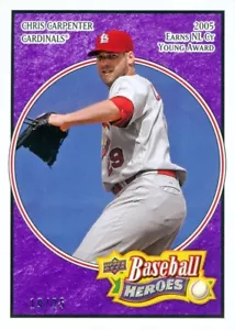 2008 UPPER DECK BASEBALL HEROES #158 CHRIS CARPENTER - VIOLA PARALLELO SP/ #19/25 - Foto 1 di 2