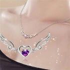 Silver Necklace Dream Angels Wings of Love Heart Necklace Female Birthday B_YI