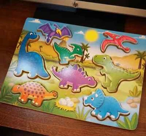Wood Works Dinosaur Chunky Puzzle Assortment Jigsaw Shapes - Picture 1 of 3