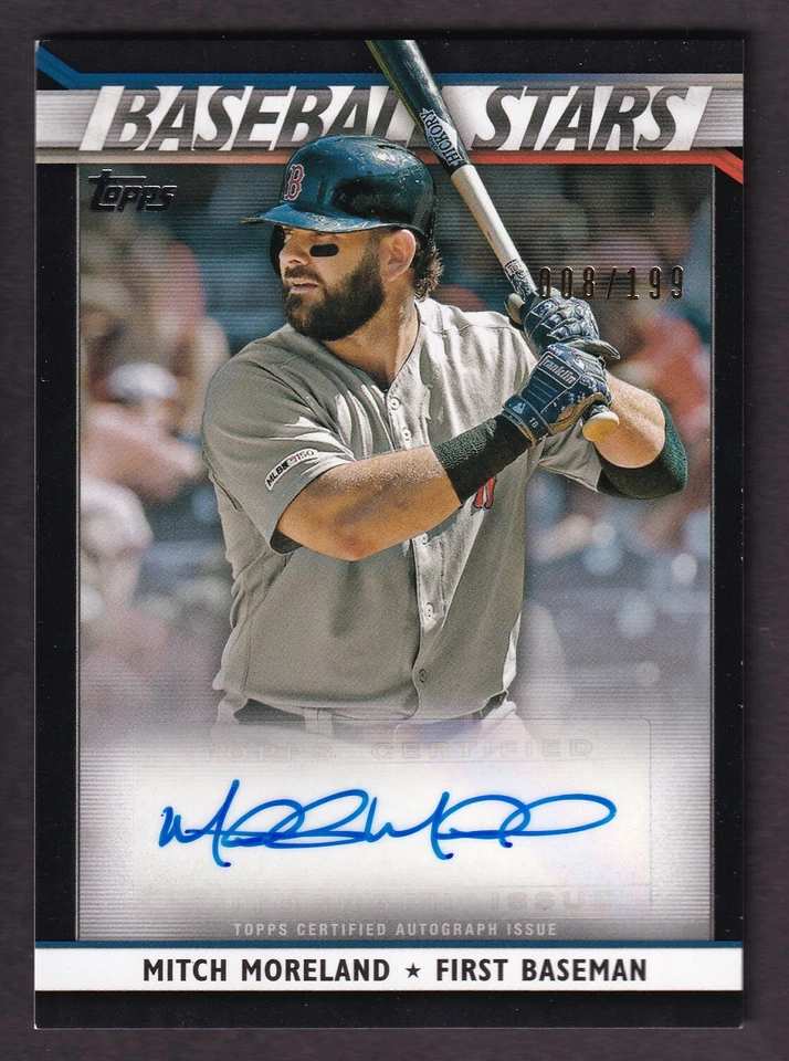 Mitch Moreland 2020 Topps Series 2 Baseball Stars Black Autograph Red Sox /199 - Image 1 of 2