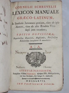 02E17 Libro Eduardiano - Cornelius Schrevelii Lexicon Manuale Graeco Latinum De - Imagen 1 de 10