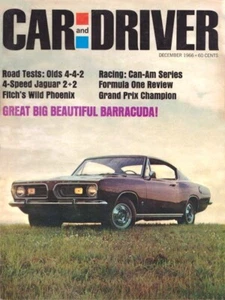 1967 Plymouth Barracuda. Oldsmobile 442, Jaguar XK-E in vintage Car and Driver. - Imagen 1 de 2