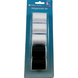 5 Bobines de Fil à Coudre 60 Mètres Polyester Couture Mercerie Noir & Blanc - Imagen 1 de 1