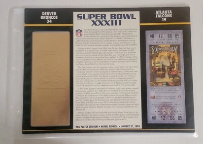 Willabee & Ward 22kt Gold Super Bowl XXXIII Tickets Broncos & Falcons SB33 - Image 1 of 2