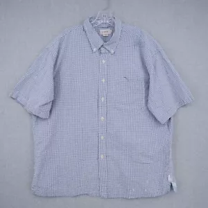 J. Crew Button Up Shirt Adult XL Extra Large Blue Check Short Sleeve Mens Casual - Picture 1 of 9