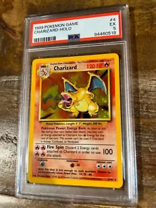 Gioco Pokemon 1999 Set Base CHARIZARD Holo #4 PSA 5 Eccellente RARO 2 - Foto 1 di 2