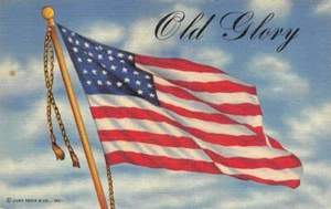 Patriotic   OLD GLORY American Flag   1944 Curteich Linen Postcard - Picture 1 of 2