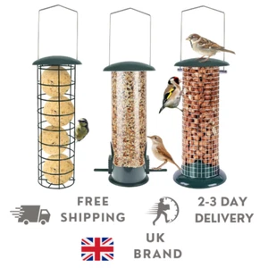 Green Haven 3-Pack Garden Bird Feeder Metal Hanging Easy Fill Seed & Nut Feed - Picture 1 of 8