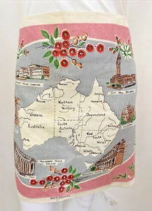 Vintage Richardson's Linen Kitchen Towel Apron w Australian Parliaments Pattern - Bild 1 von 16