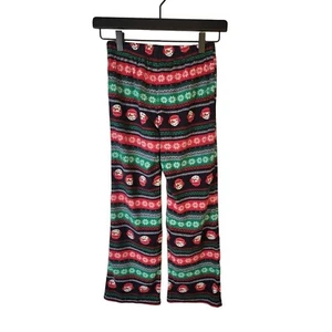 Christmas Fleece Pajama Pants 7/8 Boy Girl Red Blue Green Stripes Snowflakes - Picture 1 of 5