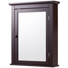 Gymax Bathroom Mirror Cabinet Wall Mounted Medicine Storage Adjustable Shelf