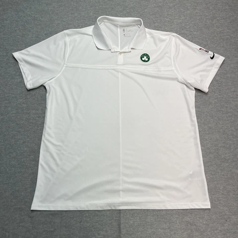 Boston Celtics Shirt Mens XL Nike Dri-Fit Polo White Performance NBA Basketball Cover