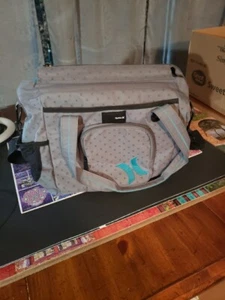 Hurley Diaper Bag Large Turquoise Gray Multi Compartment Unisex - Picture 1 of 7