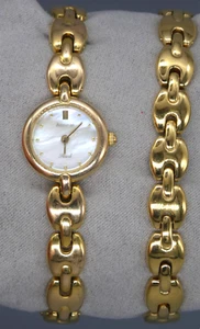 Accurist Ladies Mother of Pearl Gold Plated Dress Watch and Bracelet Set Boxed - Picture 1 of 13
