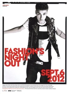 2012 CFDA Fashion's Night Out Justin Bieber 1-page MAGAZINE AD - Picture 1 of 1