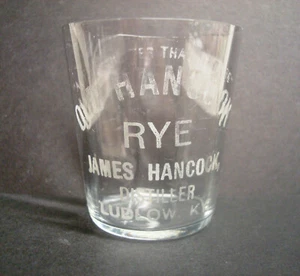Altes Hancock Rye Whiskey Schnapsglas Pre Pro Ludlow KY wenig besser als nötig - Bild 1 von 12