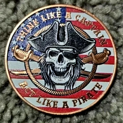 Moneda de color pirata redonda Hayleybug Mint de cobre de 1 oz .999 Foto 1 de 2