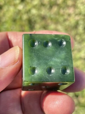 NZ Nephrite Maori Greenstone Pounamu Dark Core MARSDEN Jade 26mm CUBE Table DICE - Image 1 of 4